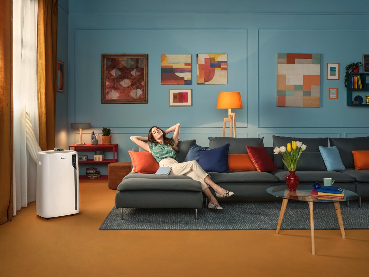 De'Longhi Pinguino mobile Klimaanlage PACEL110ERFWiFi, mobiles Klimagerät, Räume bis 100 m³, Entfeuchtungsfunktion, 11.000 BTU/h, Alexa & Google Assistant, Gas R290, Klasse A, 2,9 kW, Weiß