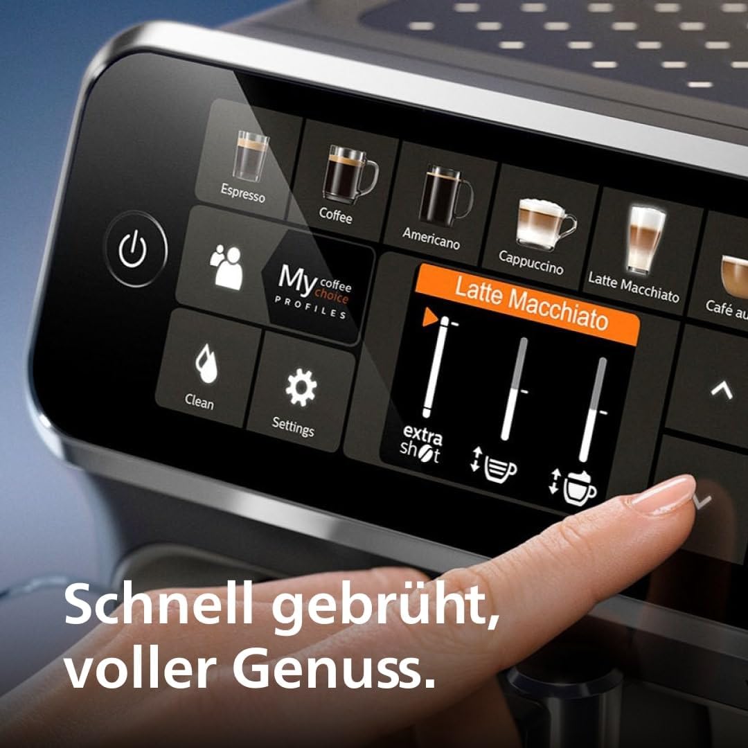 Philips Kaffeevollautomat Serie 5400 – Genießen Sie 12 Getränke, schnell reinigendes LatteGo, intuitives TFT-Display, anpassbare Kaffeeeinstellungen, erstklassiges Küchendesign (EP5441/50)