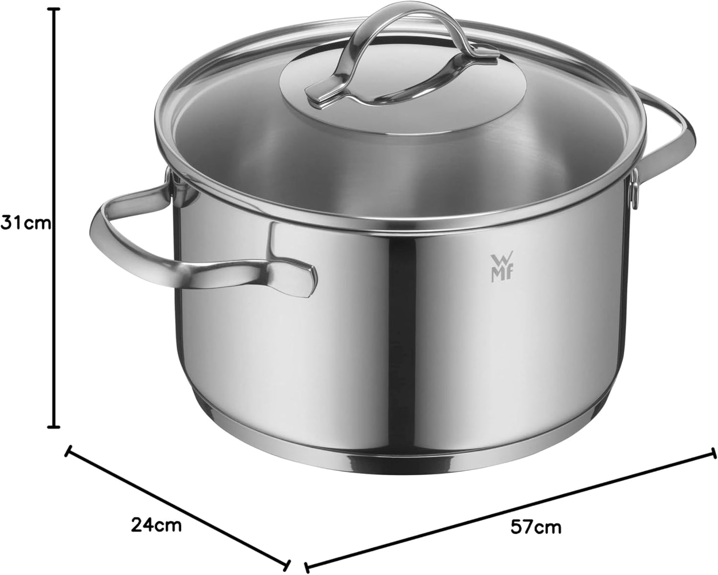 WMF Provence Plus Topfset Induktion 5-teilig, Kochtopf Set unbeschichtet mit Glasdeckel, für alle Herdarten geeignet, Induktions Töpfe Set, ohne Skalierung, Cromargan Edelstahl poliert