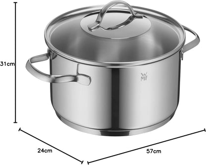 WMF Provence Plus Topfset Induktion 5-teilig, Kochtopf Set unbeschichtet mit Glasdeckel, für alle Herdarten geeignet, Induktions Töpfe Set, ohne Skalierung, Cromargan Edelstahl poliert