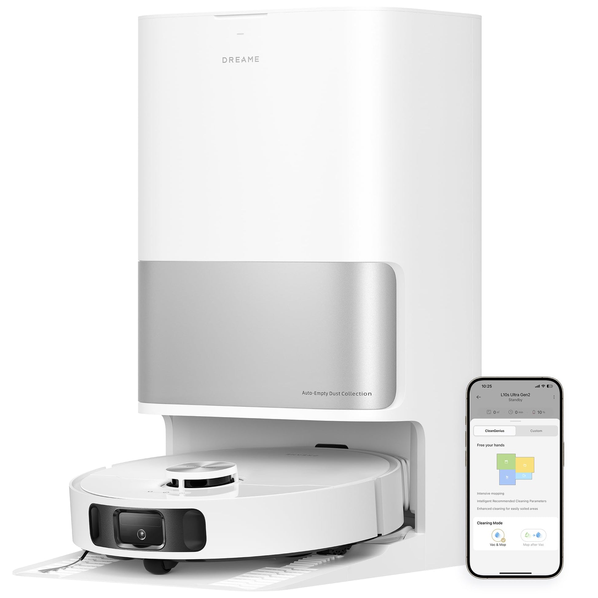 dreame L10s Pro Ultra Heat Saugroboter mit Wischfunktion, Automatische Moppreinigung mit heißem Wasser, Moppverlängerung, 7.000 Pa Saugkraft, Doppelte Mopp- und Bodenreinigung, Teppicherkennung