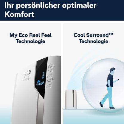 De'Longhi Pinguino PAC EX130 CST WiFi Mobiles Klimagerät mit Abluftschlauch, Klimaanlage für Räume bis bis 120m³, Luftentfeuchter, Ventilationsfunktion, 24h-Timer, Energieeffizienzklasse A, Weiß