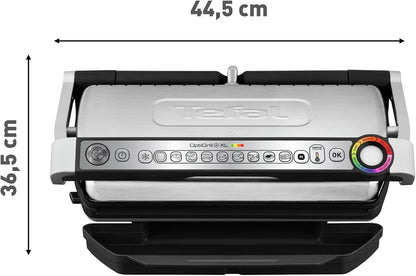Tefal OptiGrill+ XL Kontaktgrill, 9 Programme, Garstufenanzeige, Abnehmbare XL-Platten, Manueller Modus, Elektrogrill, Edelstahl, GC722D16