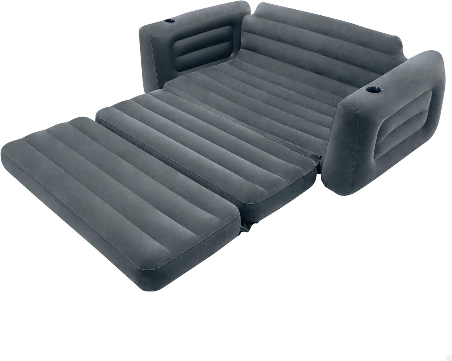 Intex 66552NP – Aufblasbares Schlafsofa, 2-Sitzer, Vinyl, Dunkelgrau, 203 x 224 x 66 cm