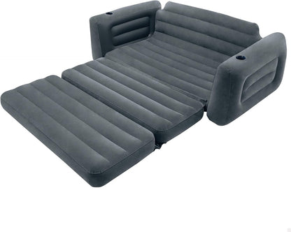Intex 66552NP – Aufblasbares Schlafsofa, 2-Sitzer, Vinyl, Dunkelgrau, 203 x 224 x 66 cm