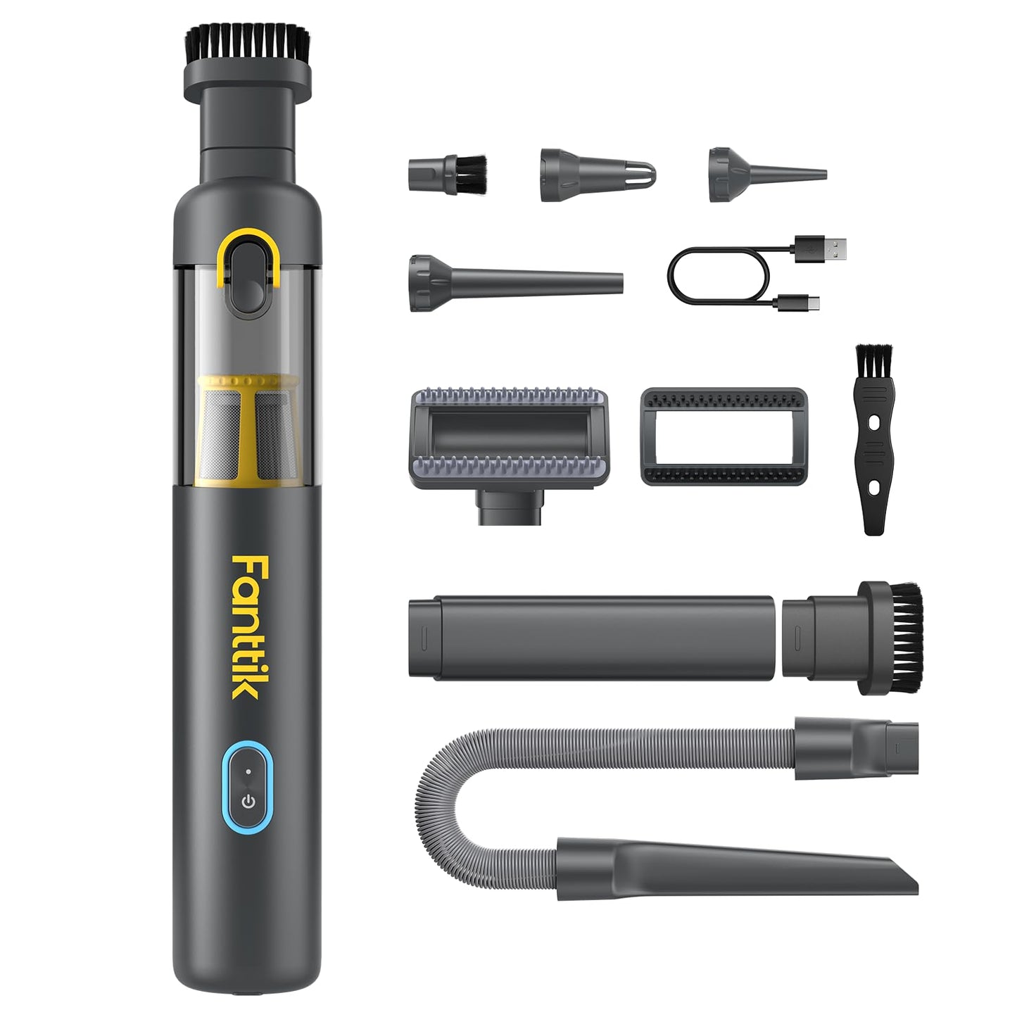 Fanttik Slim V8 Apex Akku-Autostaubsauger mit hoher Leistung, 19000 Pa/45 AW, RobustClean™-Handstaubsauger 4-in-1-Mini-Luftgebläsepumpe, Tragbarer Staubsauger für Auto, Bürotisch, Tastaturen