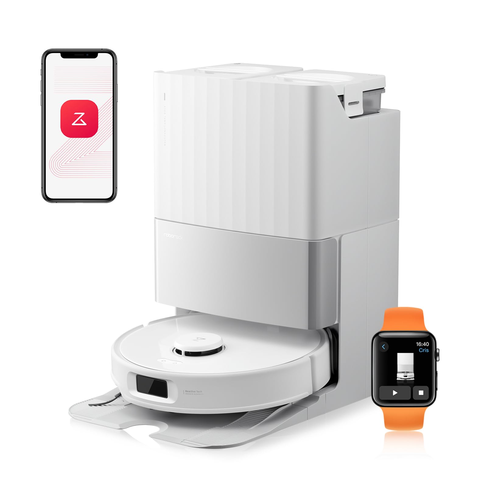 roborock Qrevo Edge Saugroboter mit Wischfunktion, Dual Anti-Tangle-System, AdaptiLift Chassis, 18.500Pa, FlexiArm Design Kantenreinigung, Hebarem Wischmopp, 75℃ Heißwasser-Moppwäsche, „Hello Rocky“