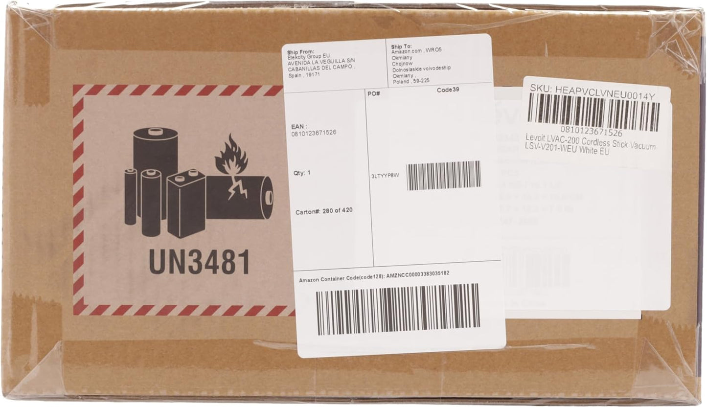 Levoit - Akku Staubsauger mit Tierhaardüse - Anti Haar Wrap - 4-in-1 Kabelloser Akkustaubsauger - 99,9 Prozent Filterleistung - Beutelloser Akkusauger für Teppich/Hartböden/Auto - max 50 min Laufzeit