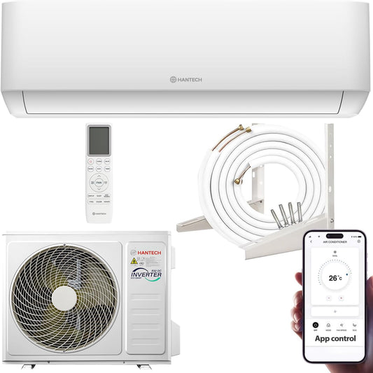Split Klimaanlage 9000 BTU (bis 30m²) HANTECH H-PRO Heiz-&Kühlfunktion, Luftfilter, WIFI, Montagematerial