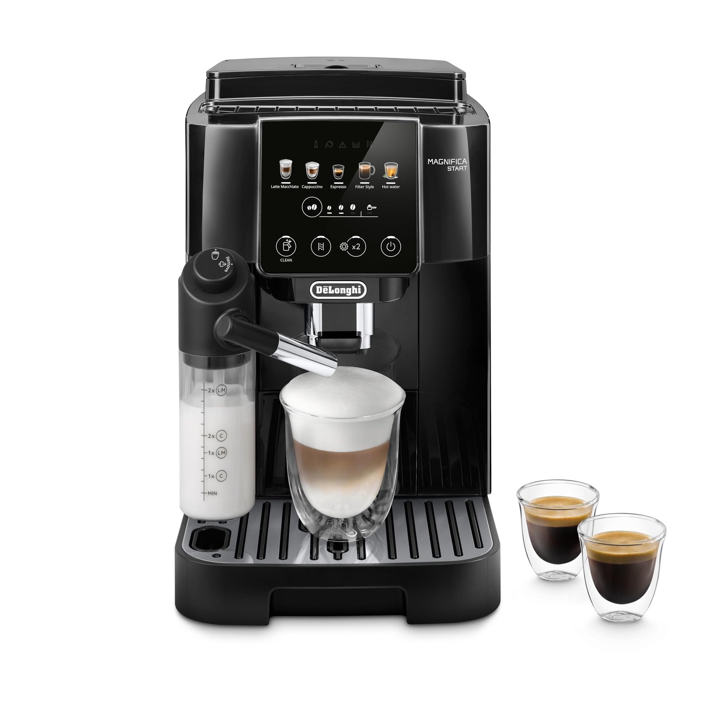 De'Longhi Magnifica S ECAM 22.110.B Kaffeevollautomat mit Milchaufschäumdüse für Cappuccino, mit Espresso Direktwahltasten und Drehregler, 2-Tassen-Funktion, 1,8 Liter Wassertank, Schwarz/Silber