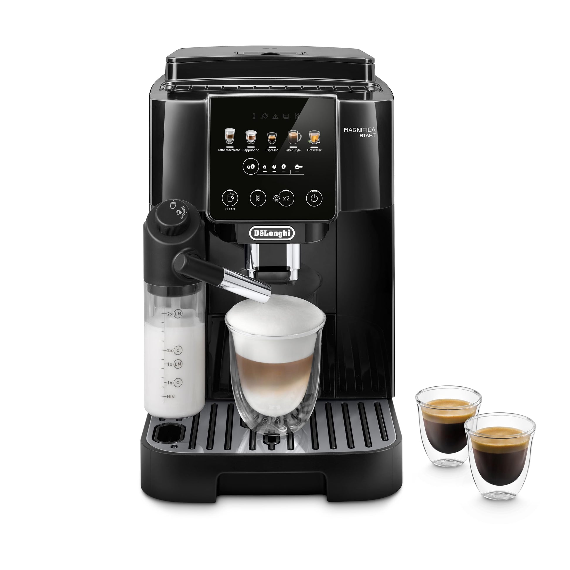De'Longhi Magnifica S ECAM 22.110.B Kaffeevollautomat mit Milchaufschäumdüse für Cappuccino, mit Espresso Direktwahltasten und Drehregler, 2-Tassen-Funktion, 1,8 Liter Wassertank, Schwarz/Silber