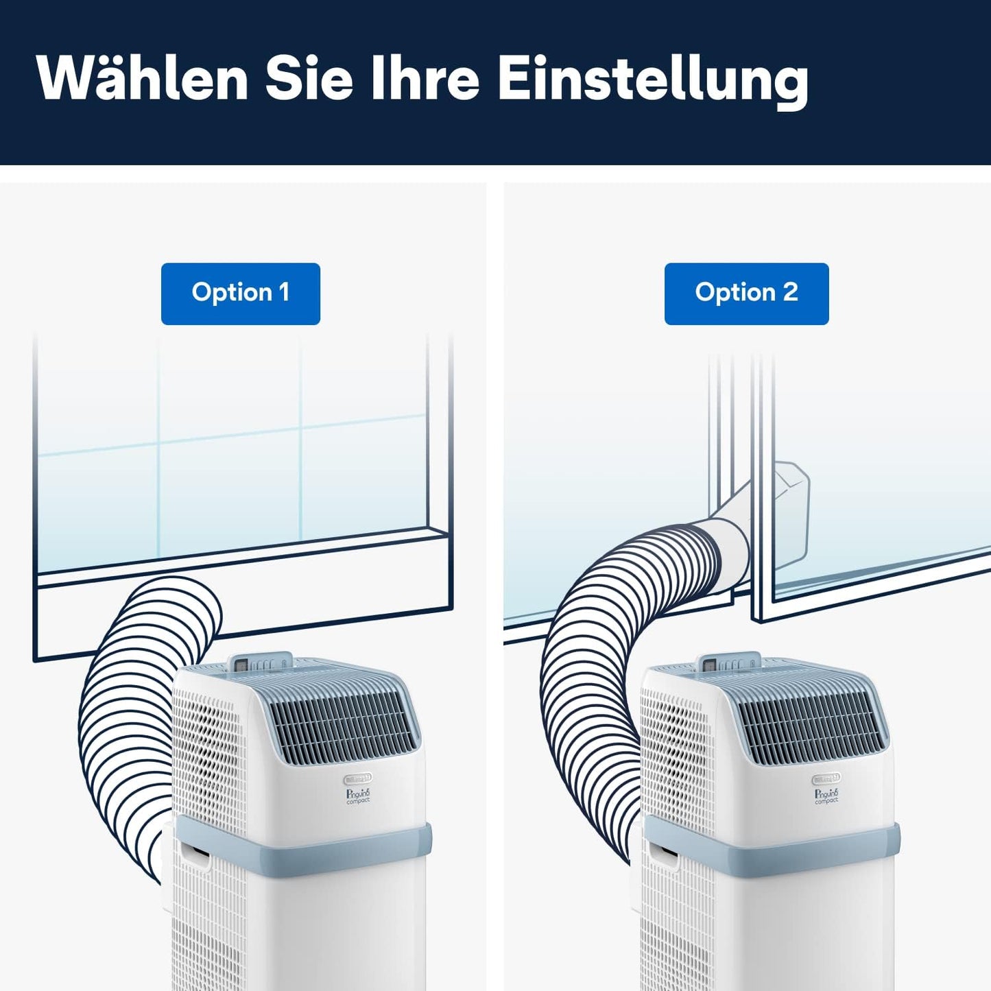 De'Longhi Pinguino Compact ES72 YOUNG, Mobiles Klimagerät, 8.300 BTU/h, für Räume bis zu 60m3, Entfeuchtungsfunktion, 24-Stunden-Timer, Energieeffizienzklasse A, Weiß