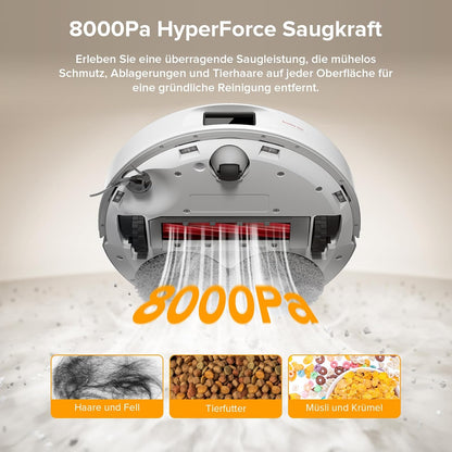 roborock Qrevo Serie Saugroboter mit Wischfunktion, 8000Pa Saugkraft(verbessert von Qrevo S), Anti-Verfilzungs-Seitenbürste, Hindernisvermeidung, LiDAR-Navigation, All-in-One Dock, Weiß(QV 35A Set)