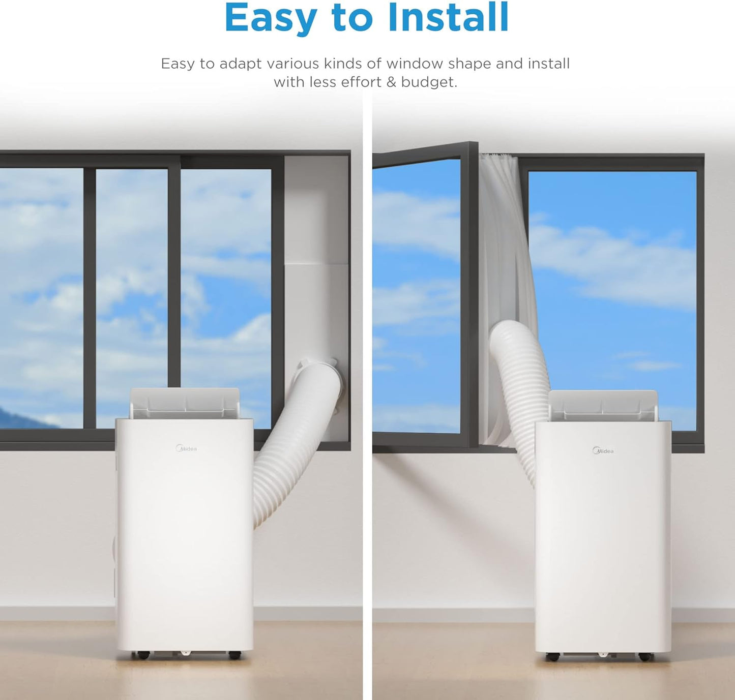 Midea Mobiles Klimagerät Silent Cool 26 Pro WF, 9000 BTU 2,6kW, Kühlen&Ventilieren&Entfeuchten, Raumgröße bis 88m³(33㎡), APP-Steuerung/Alexa/Google Home/IFTTT, Mobile Klimaanlage mit Abluftschlauch