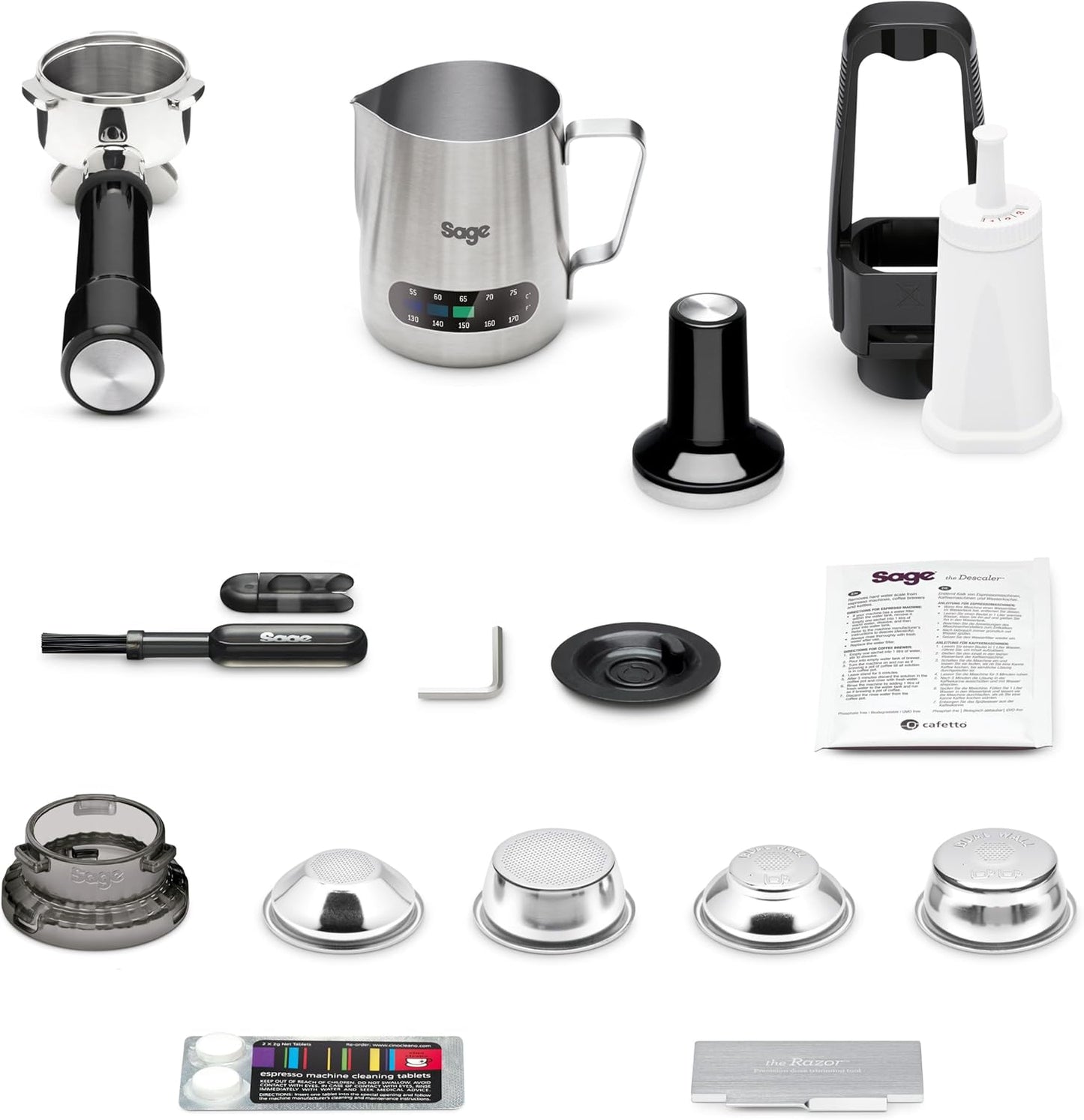 Sage - The Barista Express - Kaffeemaschine mit manuellem Milchaufschäumer & integriertem Mahlwerk - 16 Mahlgradeinstellungen, automatisches Mahlen, individueller Milchschaum - Gebürsteter Edelstahl