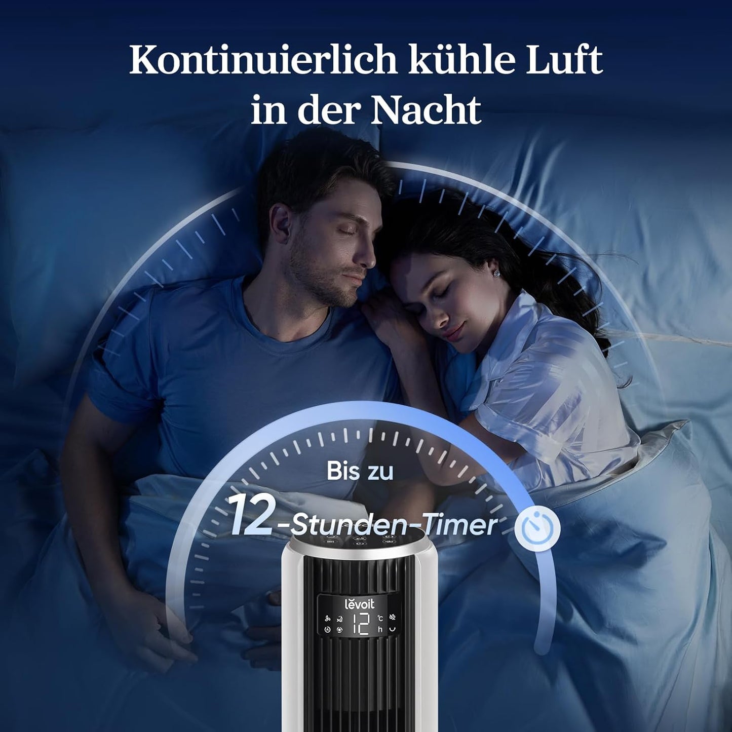 Levoit - DC Motor Turmventilator - 20dB sehr leiser Ventilator - 4 Modi/12 Stufen/12 Std Timer - Fan mit Fernbedienung & Kühlung - Tower Fan mit 7,9m/s Geschwindigkeit - 24W Standventilator