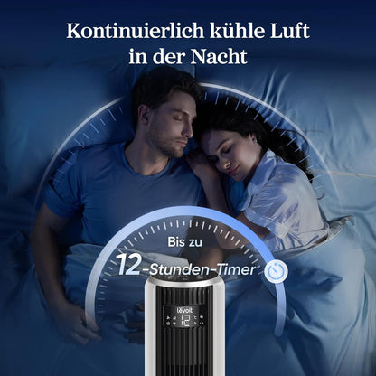 Levoit - DC Motor Turmventilator - 20dB sehr leiser Ventilator - 4 Modi/12 Stufen/12 Std Timer - Fan mit Fernbedienung & Kühlung - Tower Fan mit 7,9m/s Geschwindigkeit - 24W Standventilator