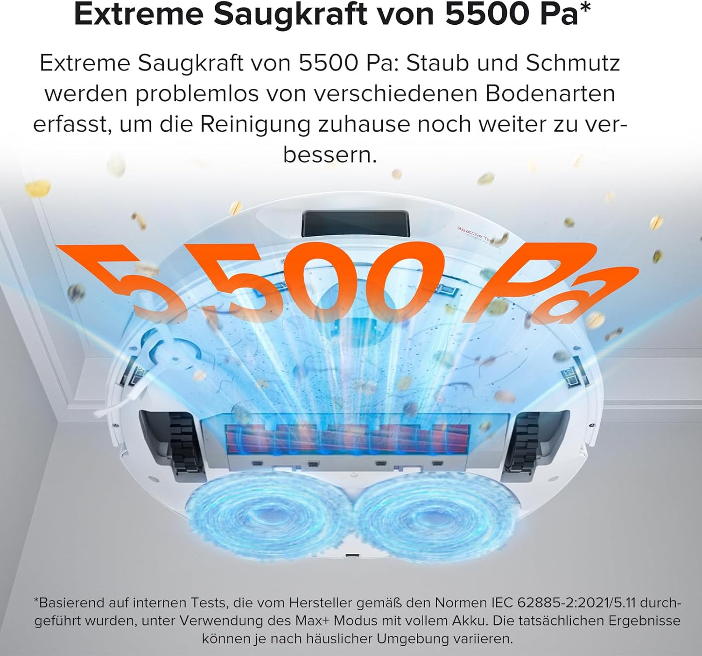 roborock Qrevo Saugroboter mit Wischfunktion, 5500Pa Saugkraft, 3D-Kartierung, Doppeldrehmopps Wischroboter automatische Wasser-Befüllung, Entleerung, Staubbeutel-Entleerung, Reinigung(Weiß)