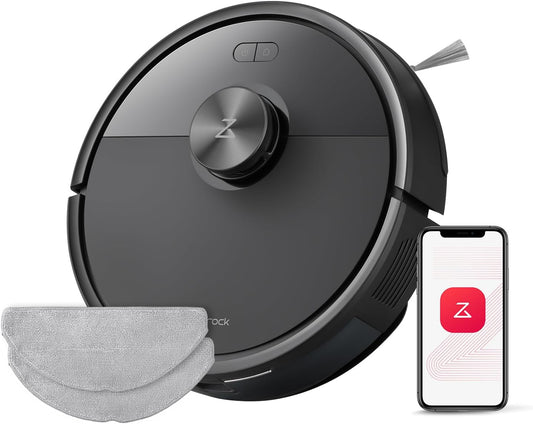 roborock Q7 M5-Set Saugroboter mit Wischfunktion, 10.000Pa Saugkraft, Dual Anti-Tangle-System, 150Min Laufzeit, LiDAR Navigation, Staubsauger Roboter für Teppich, Tierhaare, APP Steuerung (Schwarz)