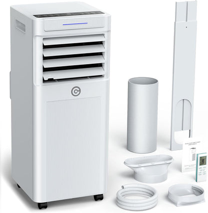 Klimaanlage Mobil 9000 BTU, 3-in-1 Mobile Klimaanlage mit Abluftschlauch,Kühlen,Entfeuchten, Luftzirkulation, LED Display&Fernbedienung, 24h-Timer, Leise&Energieeffizient, Für Räume bis zu 88 m³(33㎡)