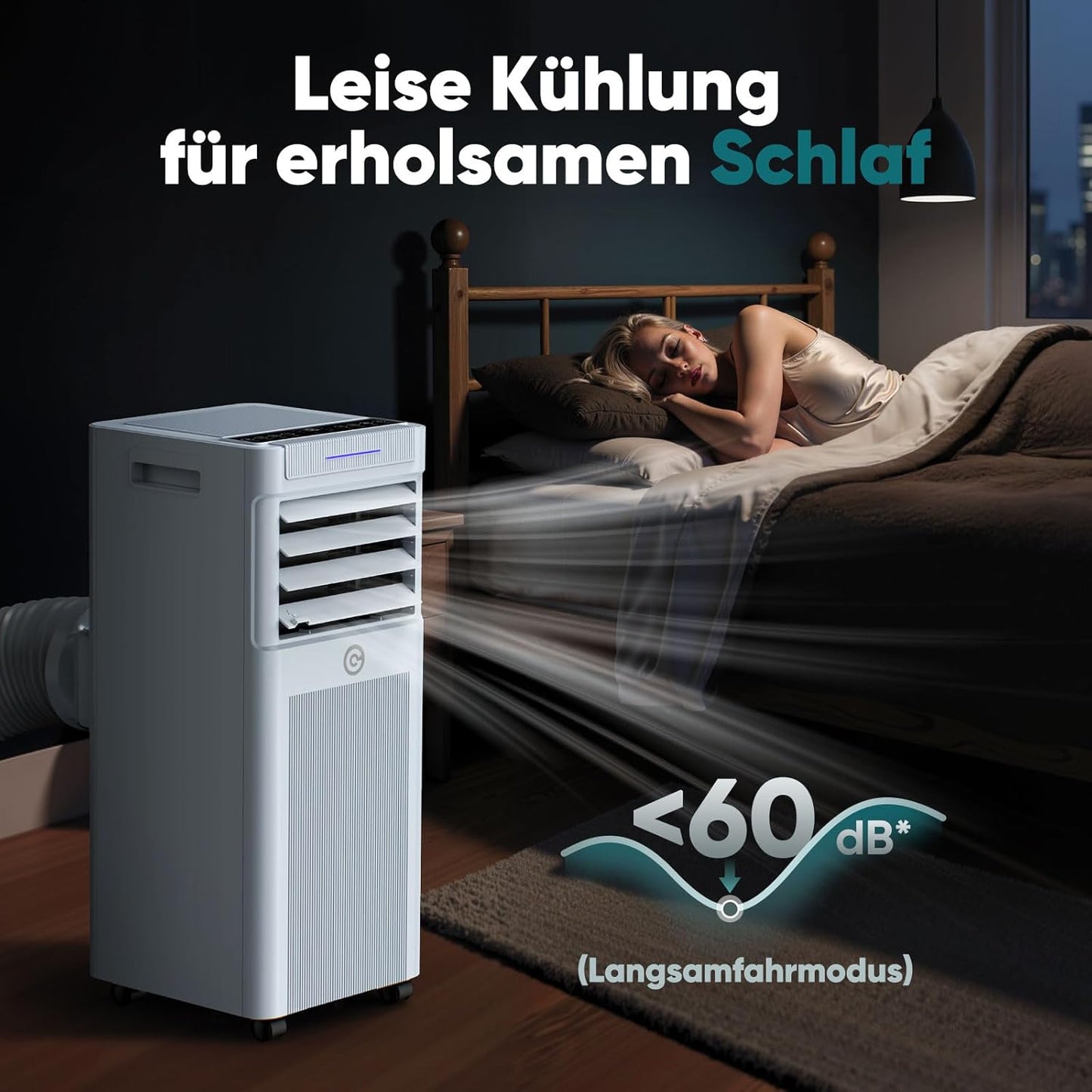 Klimaanlage Mobil 9000 BTU, 3-in-1 Mobile Klimaanlage mit Abluftschlauch,Kühlen,Entfeuchten, Luftzirkulation, LED Display&Fernbedienung, 24h-Timer, Leise&Energieeffizient, Für Räume bis zu 88 m³(33㎡)