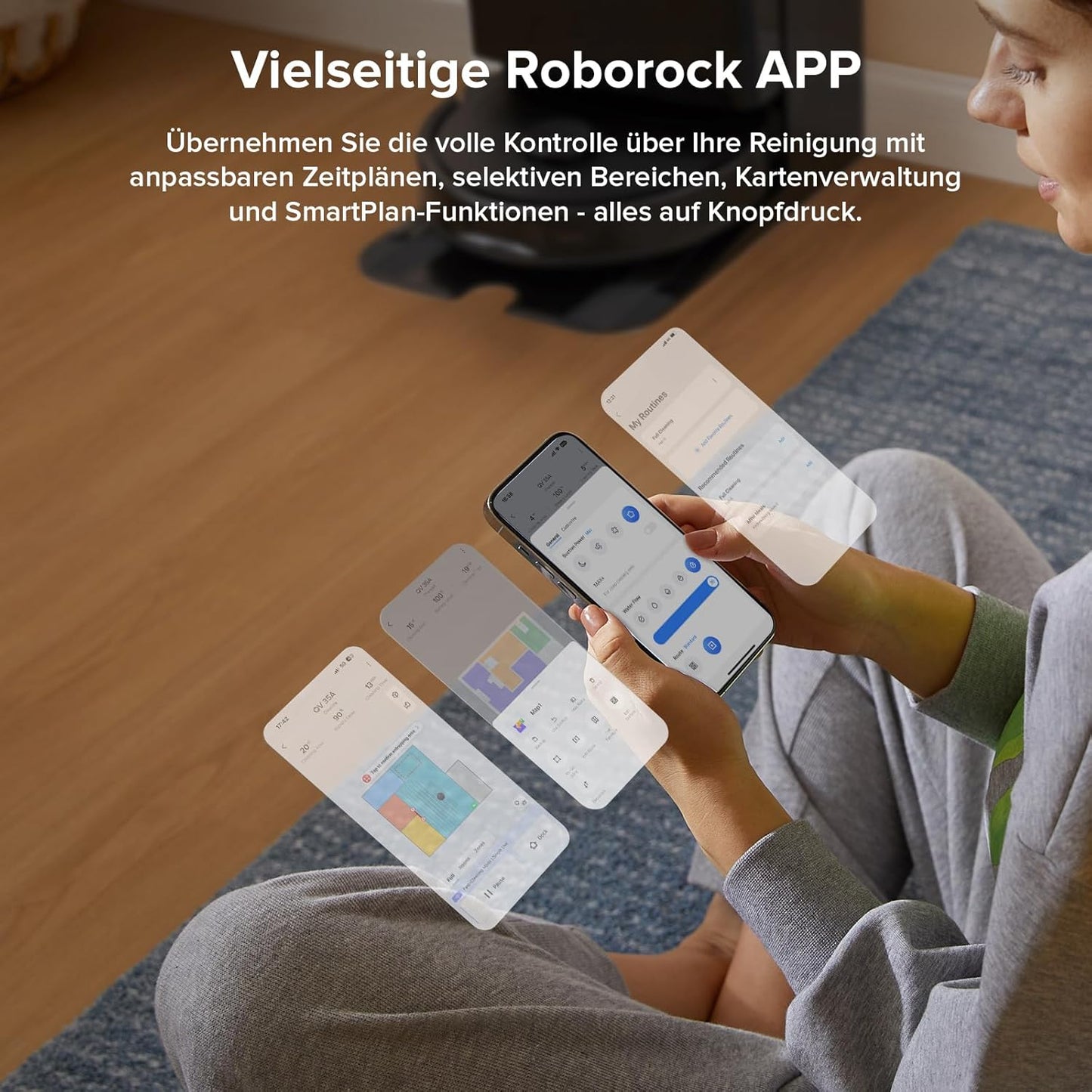 roborock Qrevo Serie Saugroboter mit Wischfunktion, 8000Pa Saugkraft(verbessert von Qrevo S), Anti-Verfilzungs-Seitenbürste, Hindernisvermeidung, LiDAR-Navigation, All-in-One Dock,Schwarz(QV 35A Set)