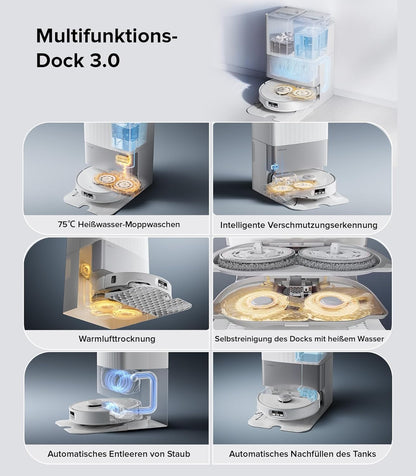 roborock Qrevo Edge Saugroboter mit Wischfunktion, Dual Anti-Tangle-System, AdaptiLift Chassis, 18.500Pa, FlexiArm Design Kantenreinigung, Hebarem Wischmopp, 75℃ Heißwasser-Moppwäsche, „Hello Rocky“