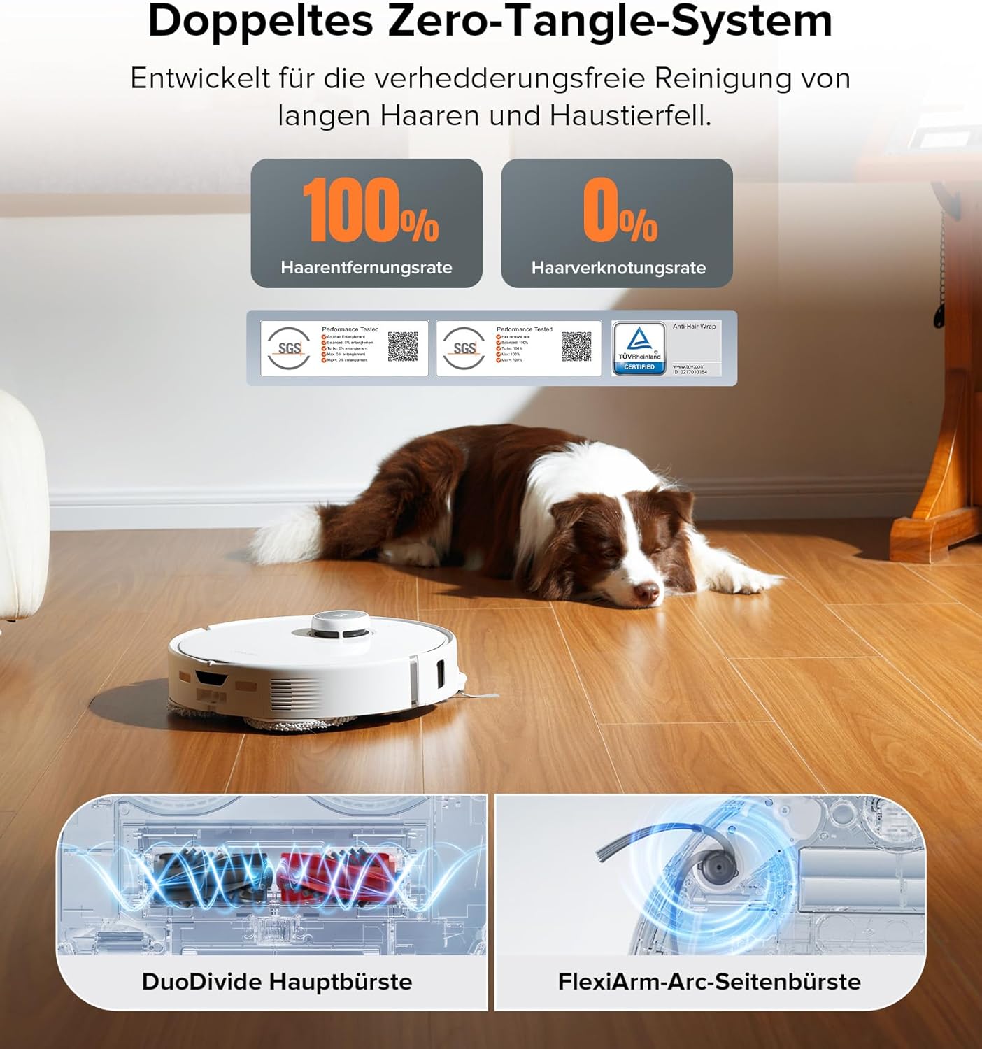 roborock Qrevo Edge Saugroboter mit Wischfunktion, Dual Anti-Tangle-System, AdaptiLift Chassis, 18.500Pa, FlexiArm Design Kantenreinigung, Hebarem Wischmopp, 75℃ Heißwasser-Moppwäsche, „Hello Rocky“