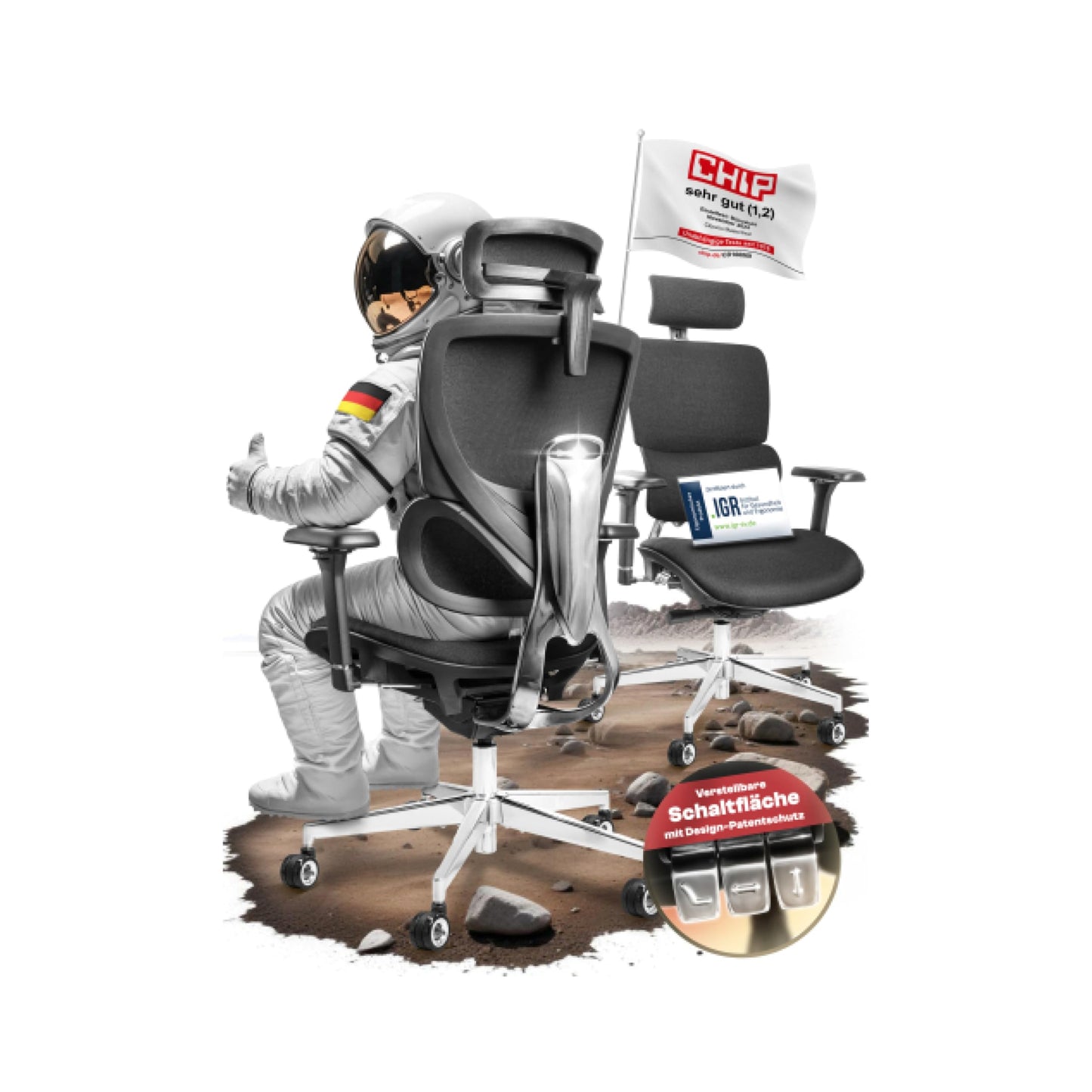 CLOUVOU CleverSeat Bürostuhl Ergonomisch [TESTSIEGER] Schreibtischstuhl 100% individuell einstellbar | Büro Stuhl & Gaming Stuhl | Computerstuhl Home Office Chair Ergonomic | Drehstuhl 150 kg