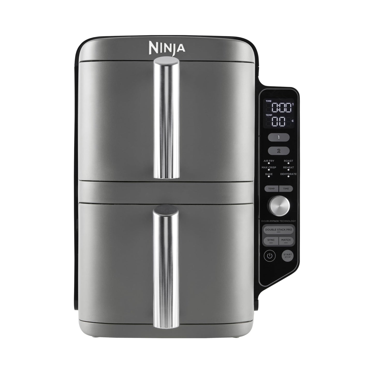 Ninja Foodi MAX Dual Zone Digitale Heißluftfritteuse, 9,5L Airfryer, 2 Fächer, Antihaftbeschichtung, spülmaschinenfeste Körbe, 6-in-1, 8 Portionen, Schwarz AF400EU
