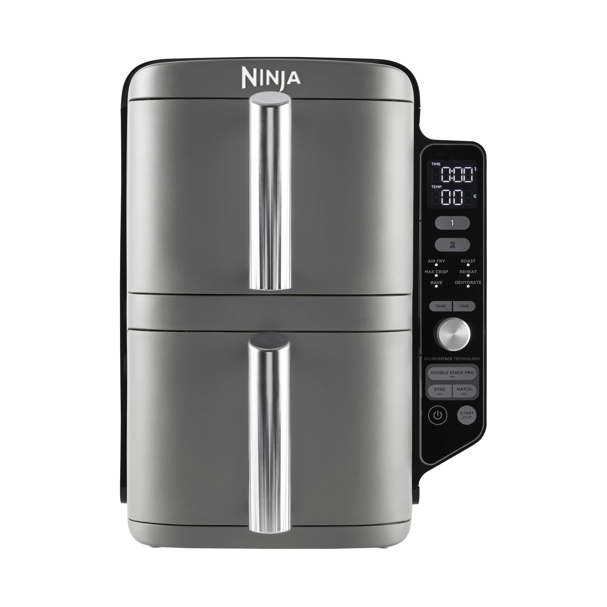 Ninja Foodi MAX Dual Zone Digitale Heißluftfritteuse, 9,5L Airfryer, 2 Fächer, Antihaftbeschichtung, spülmaschinenfeste Körbe, 6-in-1, 8 Portionen, Schwarz AF400EU