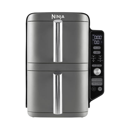 Ninja Foodi Dual Zone Digitale Heißluftfritteuse, 7,6L Airfryer, 2 Fächer, Antihaftbeschichtung, spülmaschinenfeste Körbe, 6-in-1, 4-6 Portionen, Schwarz AF300EU