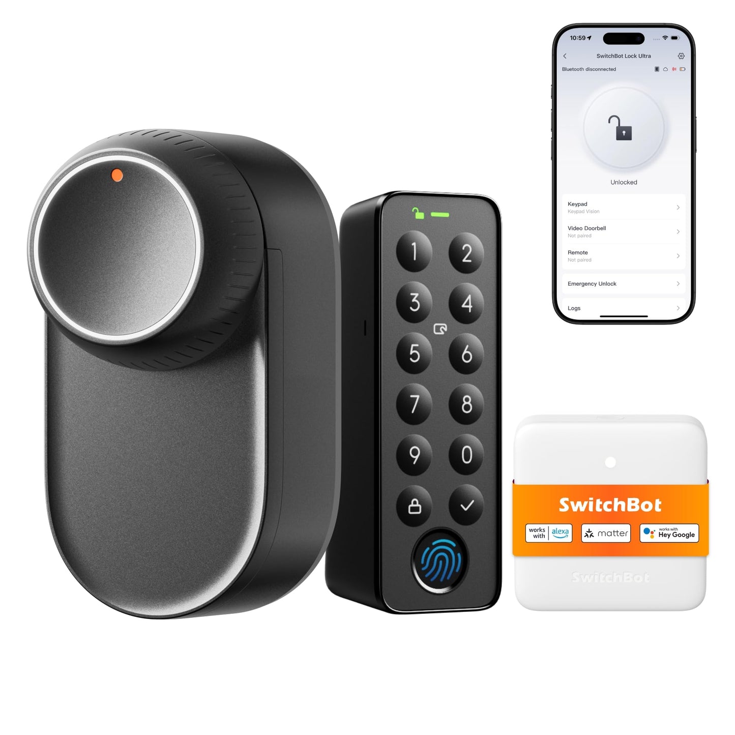 SwitchBot WLAN Smart Lock Ultra mit Keypad Vision, 3D-Gesichts-/Fingerabdruckerkennung, Elektronisches Türschloss mit Aufladbarem Akku, Öffnen per Gesicht, Fingerprint, Code, Alexa, unterstützt Matter