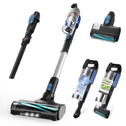 Levoit - Akku Staubsauger mit Tierhaardüse - Anti Haar Wrap - 4-in-1 Kabelloser Akkustaubsauger - 99,9 Prozent Filterleistung - Beutelloser Akkusauger für Teppich/Hartböden/Auto - max 50 min Laufzeit