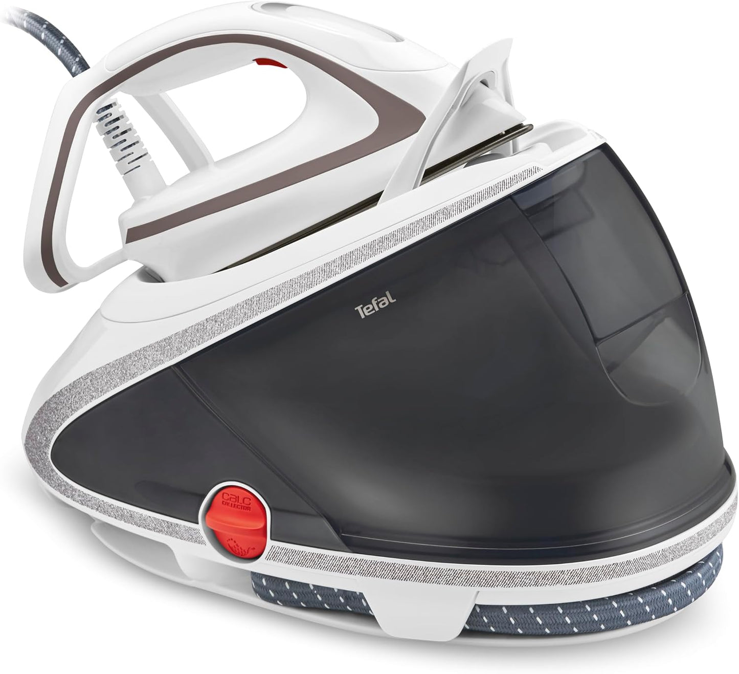 Tefal Dampfbügelstation Pro Express Ultimate, 7,7 Bar, 155 g/Min. Kontinuierlicher Dampf, 500 g/Min. Extra-Dampfstoß, 2600 Watt, Kalk-Kollektor, Bügeleisen Dampfstation, weiß/grau, GV9567