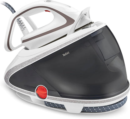Tefal Dampfbügelstation Pro Express Ultimate, 7,7 Bar, 155 g/Min. Kontinuierlicher Dampf, 500 g/Min. Extra-Dampfstoß, 2600 Watt, Kalk-Kollektor, Bügeleisen Dampfstation, weiß/grau, GV9567