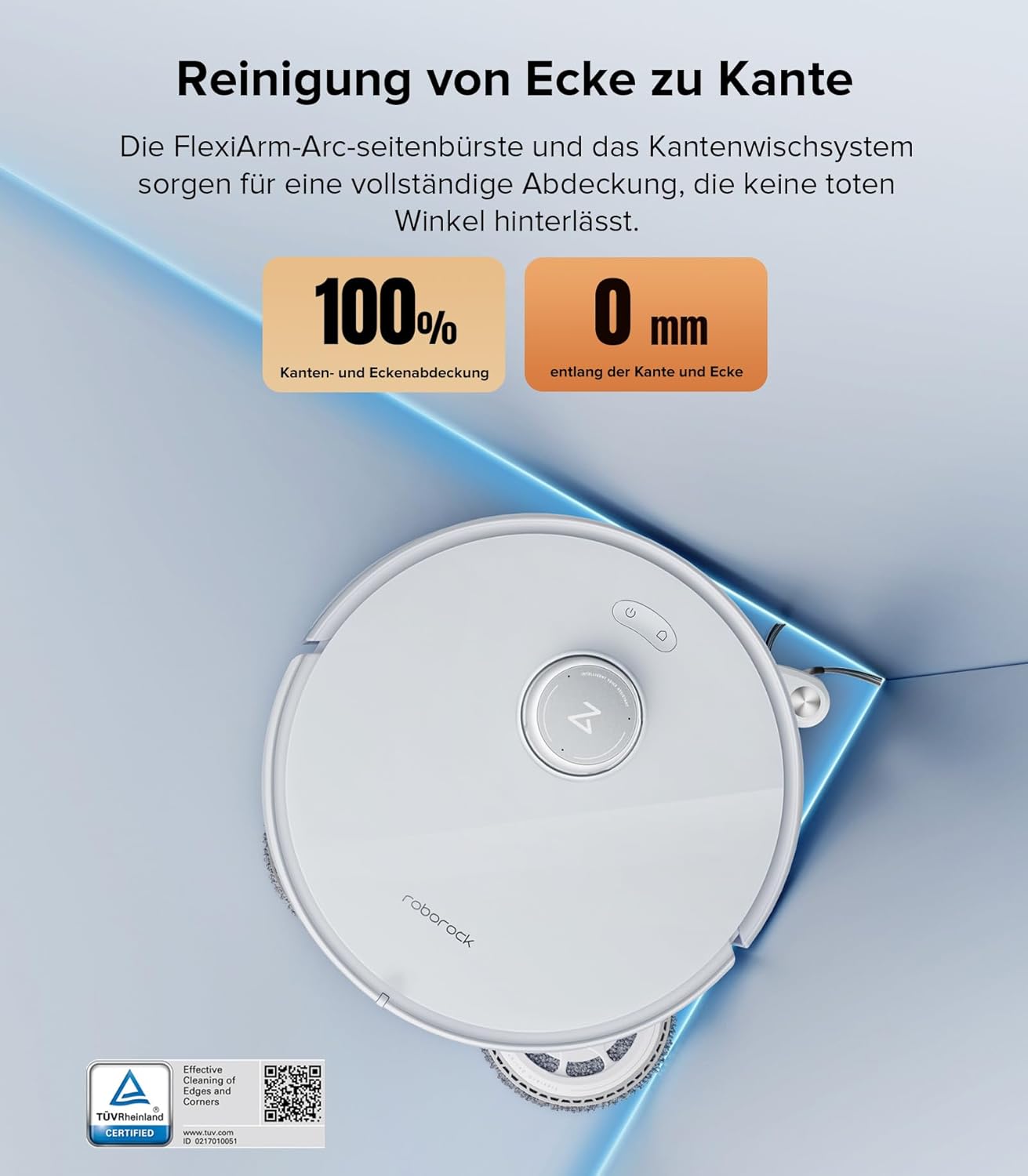 roborock Qrevo Edge Saugroboter mit Wischfunktion, Dual Anti-Tangle-System, AdaptiLift Chassis, 18.500Pa, FlexiArm Design Kantenreinigung, Hebarem Wischmopp, 75℃ Heißwasser-Moppwäsche, „Hello Rocky“