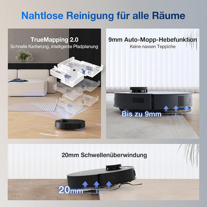 ECOVACS DEEBOT T30S PRO Saugroboter mit Wischfunktion, 11.000 Pa, ZeroTangle Technologie, 70°C heißes Wasser Wischen beim Waschen, TruEdge™ Kantenwischen, 6.400mAh Batterie, AI-Hindernisvermeidung