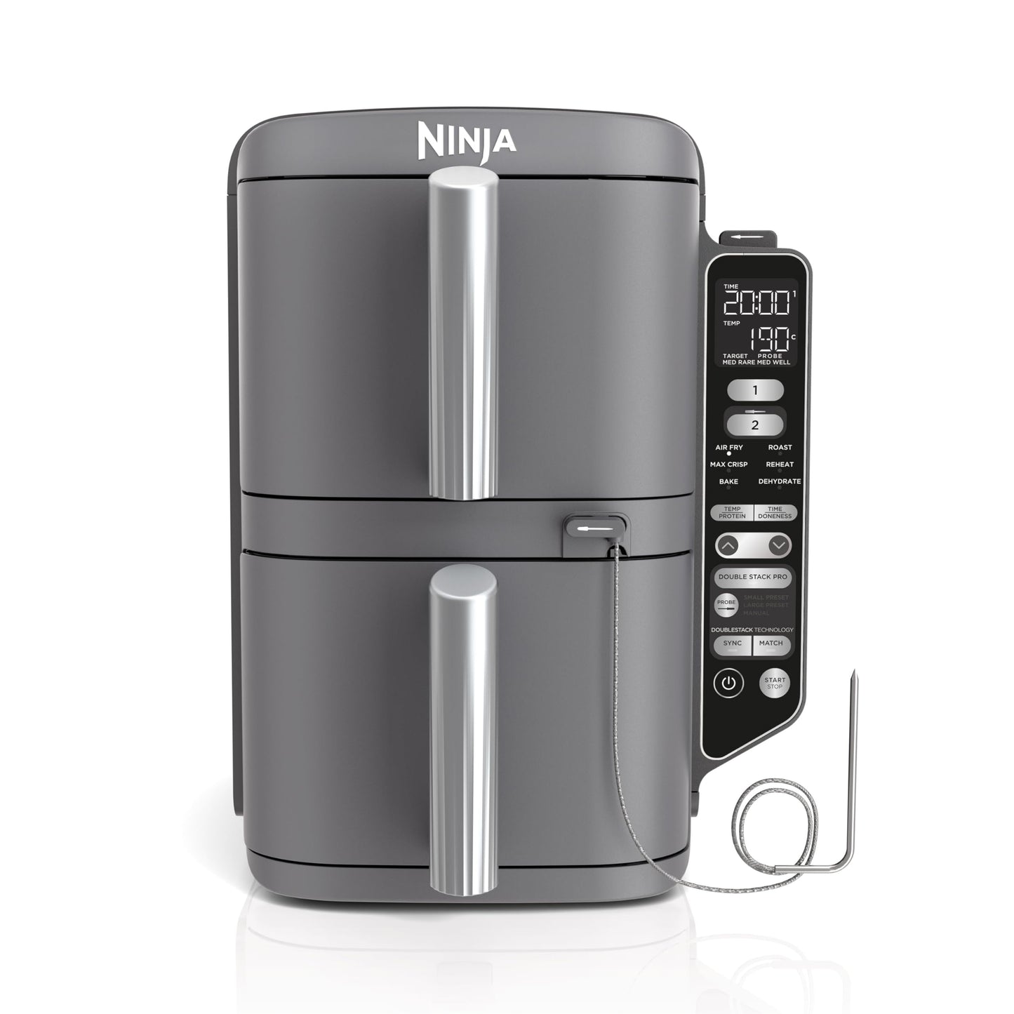 Ninja Foodi MAX Dual Zone Digitale Heißluftfritteuse, 9,5L Airfryer, 2 Fächer, Antihaftbeschichtung, spülmaschinenfeste Körbe, 6-in-1, 8 Portionen, Schwarz AF400EU
