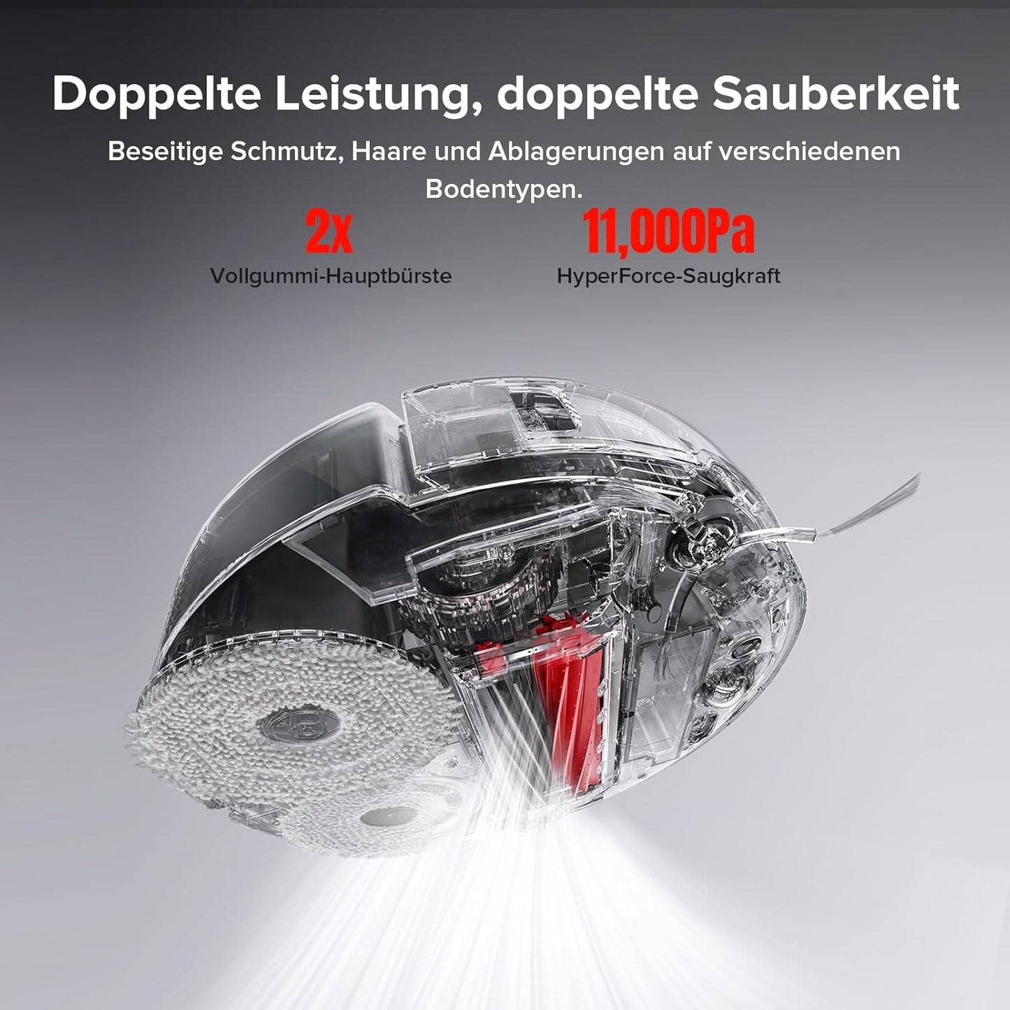 roborock Qrevo Slim Saugroboter mit Wischfunktion – 8,2 cm Ultra-Slim Design, StarSight 3D ToF Navigation, 11,000Pa HyperForce Saugleistung, 8-in-1 Dock, FlexiArm Seitenbürste