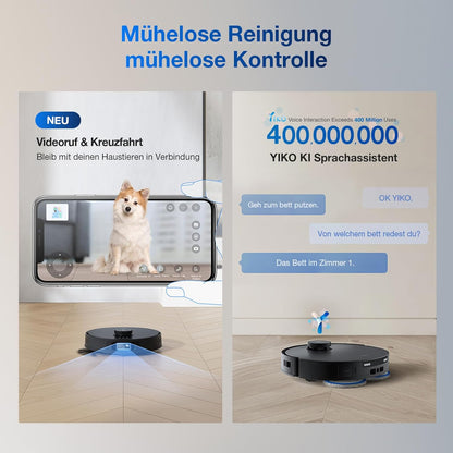 ECOVACS DEEBOT T30S PRO Saugroboter mit Wischfunktion, 11.000 Pa, ZeroTangle Technologie, 70°C heißes Wasser Wischen beim Waschen, TruEdge™ Kantenwischen, 6.400mAh Batterie, AI-Hindernisvermeidung