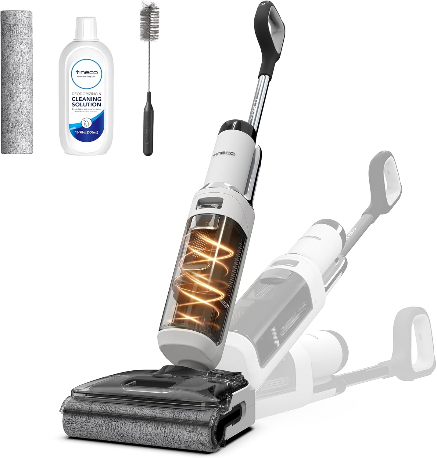 Tineco Floor One Stretch S6 Nass Trockensauger, 180°-Flachdesign Saugwischer 13cm Liegehöhe, 70°C 5min FlashDry Selbstreinigung, 3-Seitige Kantenreinigung 40min Laufzeit Reinigung unter tiefen Möbeln