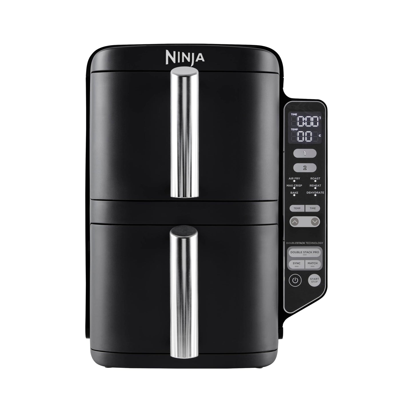 Ninja Foodi MAX Dual Zone Digitale Heißluftfritteuse, 9,5L Airfryer, 2 Fächer, Antihaftbeschichtung, spülmaschinenfeste Körbe, 6-in-1, 8 Portionen, Schwarz AF400EU