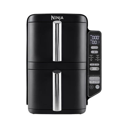 Ninja Foodi Dual Zone Digitale Heißluftfritteuse, 7,6L Airfryer, 2 Fächer, Antihaftbeschichtung, spülmaschinenfeste Körbe, 6-in-1, 4-6 Portionen, Schwarz AF300EU