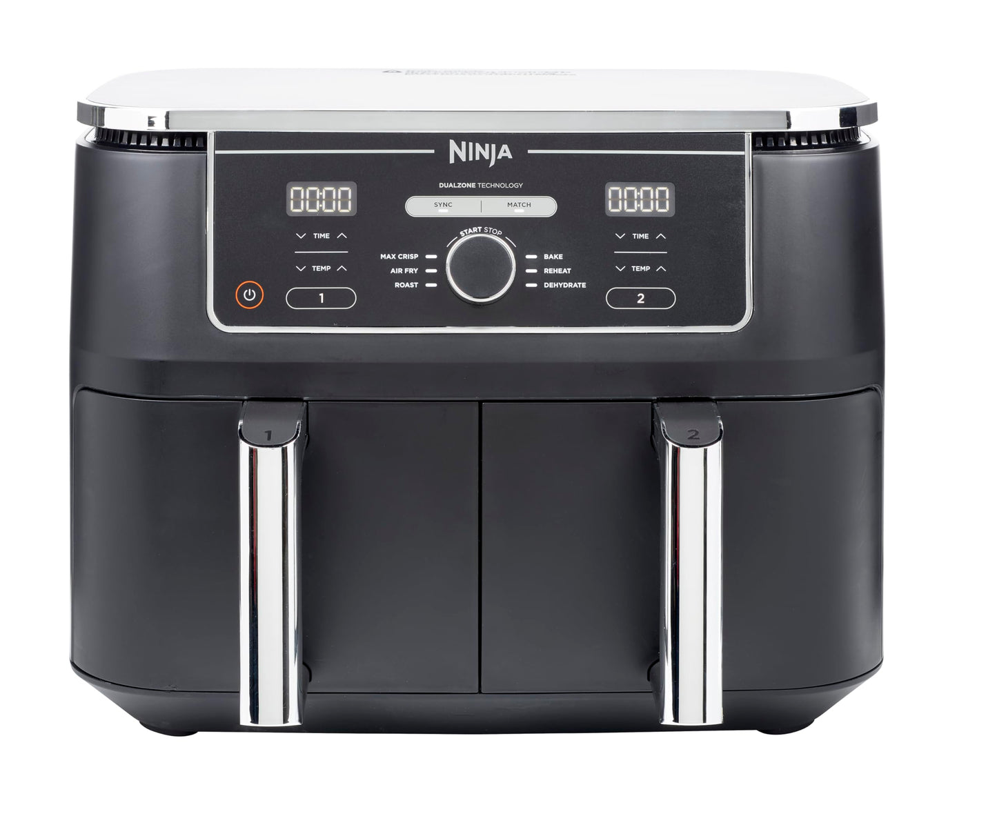 Ninja Foodi Dual Zone Digitale Heißluftfritteuse, 7,6L Airfryer, 2 Fächer, Antihaftbeschichtung, spülmaschinenfeste Körbe, 6-in-1, 4-6 Portionen, Schwarz AF300EU