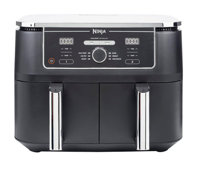 Ninja Foodi Dual Zone Digitale Heißluftfritteuse, 7,6L Airfryer, 2 Fächer, Antihaftbeschichtung, spülmaschinenfeste Körbe, 6-in-1, 4-6 Portionen, Schwarz AF300EU