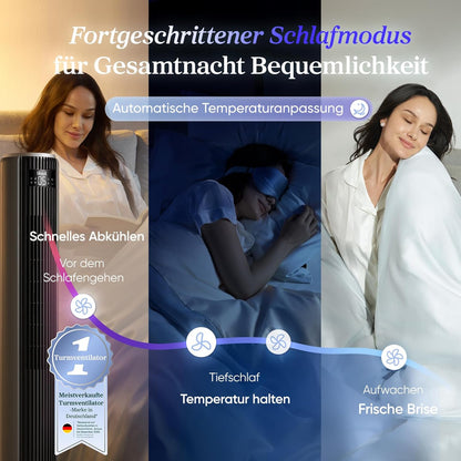 Levoit - Ventilator Leise - Turmventilator mit Kühlung - Tower Fan mit Fernbedienung - Oszillierender Säulenventilator mit Fortschrittlichem Schlafmodu - 5 Geschwindigkeiten 4 Modi 12Std Timer - Grau