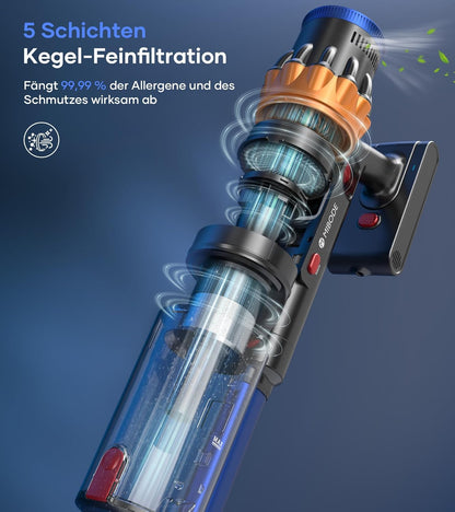 MIBODE Akku Staubsauger, 45000Pa/550W/70Mins Staubsauger Kabellos mit Smart Display, Staubsauger mit Automatikmodus & Anti-Verhedderung-Bürste für Teppich, Hartboden und Tierhaare