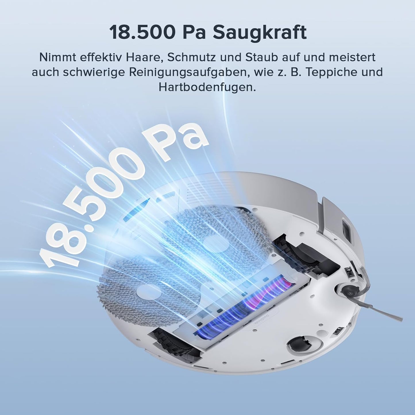 roborock Qrevo Curv S5X-Set Saugroboter mit Wischfunktion Absaugstation, Dual Anti-Tangle-System, 18.500 Pa Saugkraft, 75°C Heißwasser-Moppwäsche, Intelligente Schmutzerkennung, All-in-One-Dock (Weiß)