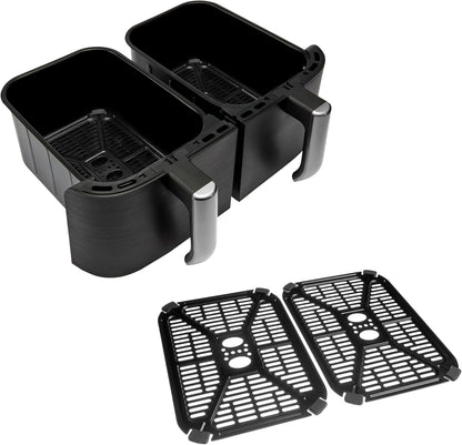 Russell Hobbs Heißluftfritteuse 2 Kammern 9L Rapid AirFryer [2 Fächer je 4,5l, sehr leiser Betrieb, 9 Programme] SatisFry Fritteuse (spülmaschinenfest, Match & Synchronisierungsfunktion) 27681-56